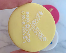 Load image into Gallery viewer, Birthday Floral Initials Fondant Cookie Embosser
