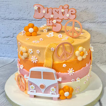 Load image into Gallery viewer, Groovy Retro Hippie Flower Power Personalised Name Cake Topper
