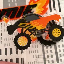 Load and play video in Gallery viewer, Flaming Monster Truck Cake Charm/ Topper
