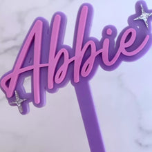Load and play video in Gallery viewer, Personalised Name &amp; Age Sparkle Birthday Cake Topper

