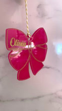 Load and play video in Gallery viewer, Personalised Name Bow Bauble, Santa Sack Tag, Stocking/ Gift Tag

