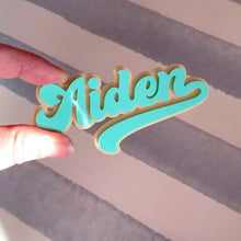 Load and play video in Gallery viewer, Personalised Retro single Name Cake Charm
